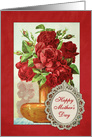 Illustrated Vintage Happy Mother’s Day, Red Roses in a Vase card