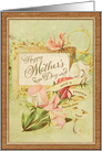 Illustrated Vintage Happy Mother’s Day, Floral with Wooden Frame card