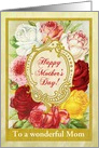 Custom Illustrated Vintage Happy Mother’s Day, Roses card