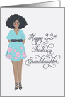 Afro American 22nd Birthday for Granddaughter, Lady in Dress card