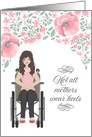 Illustrated Mother’s Day, Woman in Wheelchair, Floral card