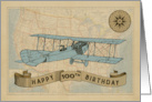 Illustrated Vintage Military Plane 100th Birthday USA Map Compass card