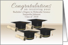 Custom Name Congratulations Bachelor’s Degree, Graduation Cap, Diploma card