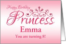 Custom Great Great Granddaughter 8th Birthday Pink Tiara Princess card