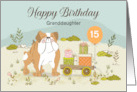 Custom Granddaughter 15th Birthday, Bulldog, Gifts, Balloon card