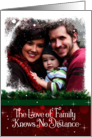 Custom Christmas Photo The Love of Family Know No Distance Snow card