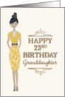 Afro American 23rd Birthday for Granddaughter Lady in Yellow Dress card