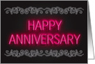 Dating Happy Anniversary Girlfriend Pink Neon Light Effect Letters card