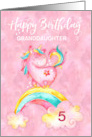 Custom Granddaughter 5th Birthday Unicorn on Rainbow card