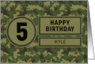 Custom Army Camouflage Happy 5th Birthday Grandson Patch card