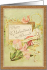 Illustrated Vintage Happy Valentine’s Day From Across the Miles Floral card