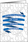 Custom Name Congratulations on Your Pinning Stethoscope Blue Ribbon card