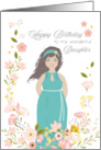 Illustrated Pregnant Daughter Birthday, Soon-to-Be Mom, Floral card