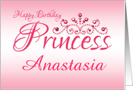 Customize Pink Princess with Tiara Happy Birthday card
