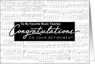 Custom Music Teacher Retirement with Music Sheet Background card