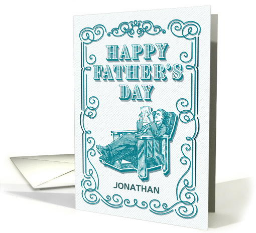 Custom Vintage Illustrated Man Reading Newspaper Father's Day card