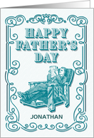 Custom Vintage Illustrated Man Reading Newspaper Father’s Day card