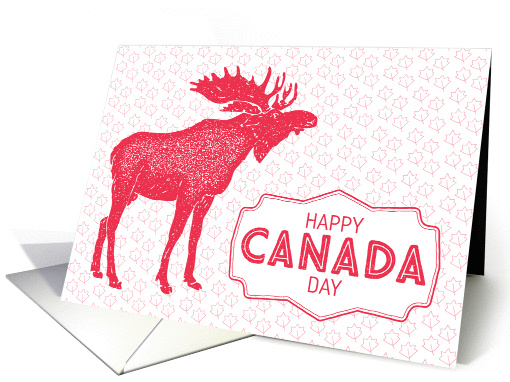 Illustrated Moose Maple Leaves Canada Day card (1435972)