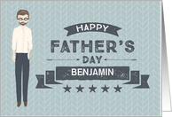 Custom Illustrated Man in Specs White Long Sleeves Father’s Day card