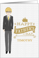 Custom Name Illustrated Man with Spectacles Formal Attire Father’s Day card