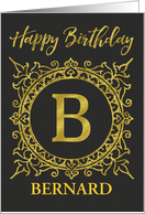 Illustrated Custom Happy Birthday Gold Foil Effect Monogram B card