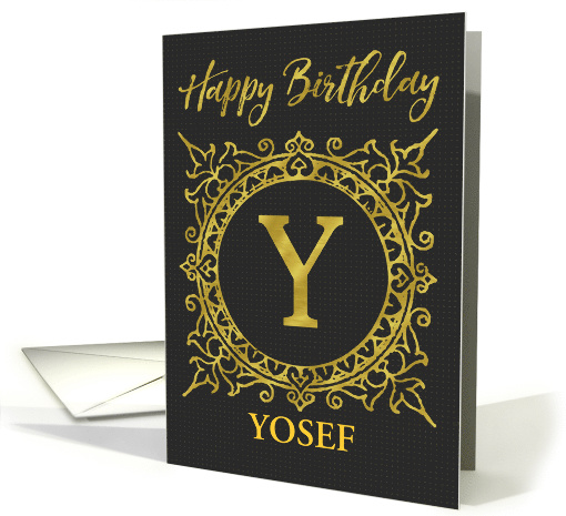 Illustrated Custom Happy Birthday Gold Foil Effect Monogram Y card