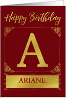 Illustrated Custom Happy Birthday Gold Foil Effect Monogram A card
