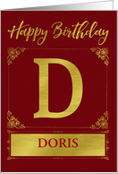 Illustrated Custom Happy Birthday Gold Foil Effect Monogram D card