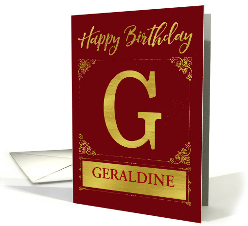 Illustrated Custom Happy Birthday Gold Foil Effect Monogram G card