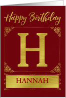 Illustrated Custom Happy Birthday Gold Foil Effect Monogram H card