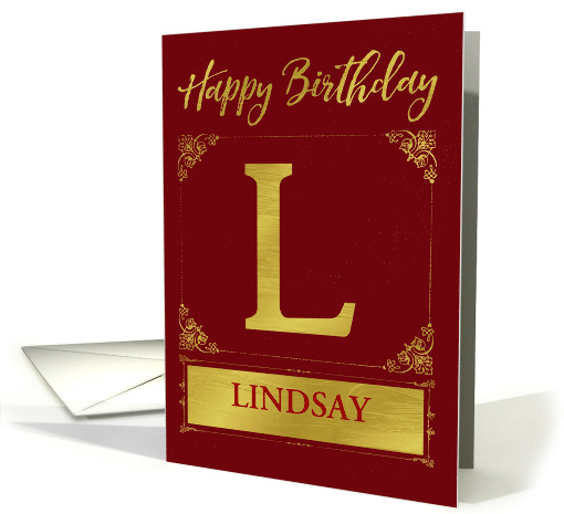 Illustrated Custom Happy Birthday Gold Foil Effect Monogram L card