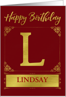 Illustrated Custom Happy Birthday Gold Foil Effect Monogram L card