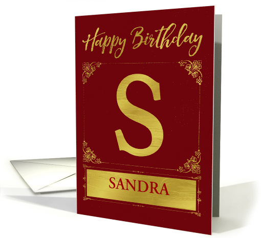 Illustrated Custom Happy Birthday Gold Foil Effect Monogram S card