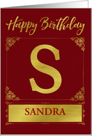 Illustrated Custom Happy Birthday Gold Foil Effect Monogram S card