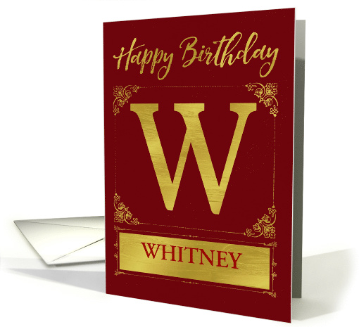 Illustrated Custom Happy Birthday Gold Foil Effect Monogram W card