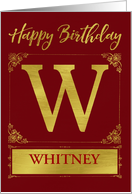 Illustrated Custom Happy Birthday Gold Foil Effect Monogram W card