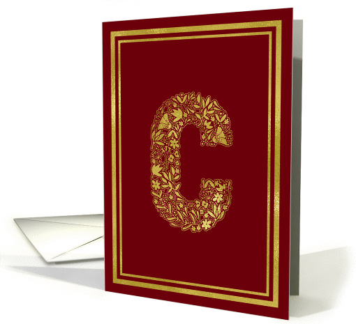 Illustrated Gold Foil Effect Monogram Letter C for Any Occasion card
