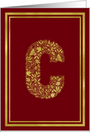 Illustrated Gold Foil Effect Monogram Letter C for Any Occasion card