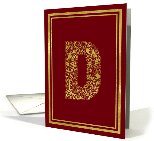 Illustrated Gold Foil Effect Monogram Letter D for Any Occasion card