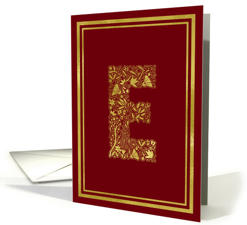 Illustrated Gold Foil Effect Monogram Letter E for Any Occasion card