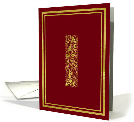 Illustrated Gold Foil Effect Monogram Letter I for Any Occasion card