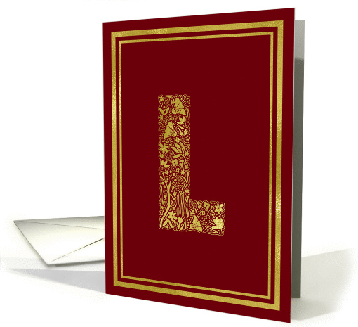 Illustrated Gold Foil Effect Monogram Letter L for Any Occasion card