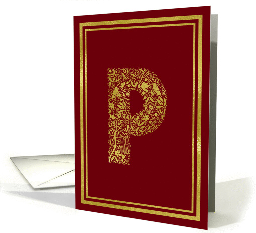 Illustrated Gold Foil Effect Monogram Letter P for Any Occasion card