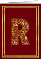 Illustrated Gold Foil Effect Monogram Letter R for Any Occasion card