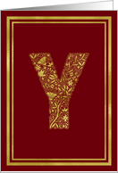 Illustrated Gold Foil Effect Monogram Letter Y for Any Occasion card