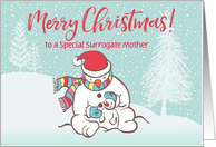 Custom Illustrated Snowy Christmas Snowmen for Surrogate Mother card