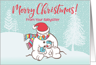Custom Illustrated Snowy Christmas Snowmen from Babysitter card