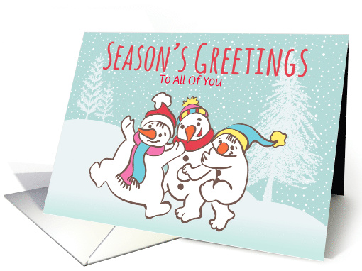 Custom Illustrated Snowy Christmas Snowmen For All Of You card