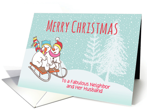 Custom Christmas Snowmen Sleighing Downhill For Neighbor... (1442236)