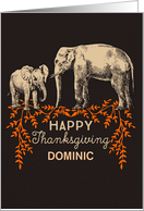 Custom Illustrated Two Elephants Happy Thankgiving card